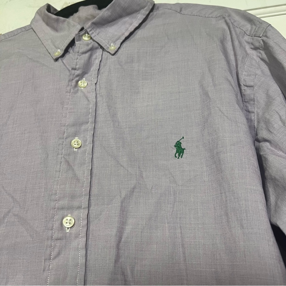 Polo Ralph Lauren Men's Button Down Shirt Purple with Green Pony Size XXL - Picture 3 of 9